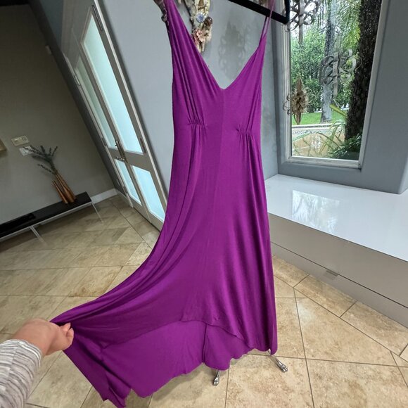 Aqua Lipstick Magenta Asymmetrical Flowy Maxi Midi Dress - Picture 1 of 11
